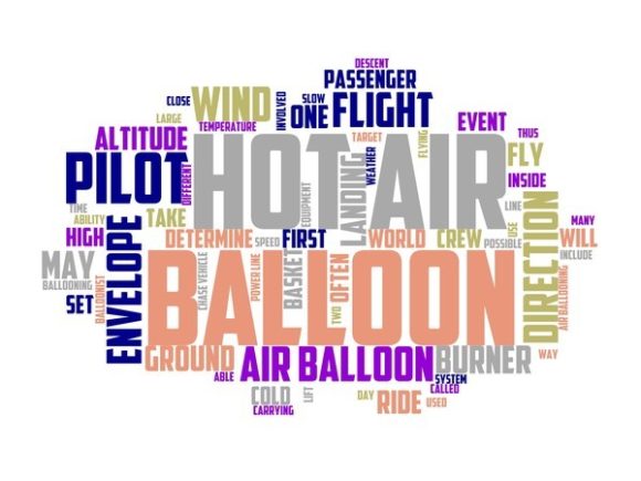 Hot Air Ballooning Typography Wallpaper: A Vibrant Word Cloud Design for Creative Expression