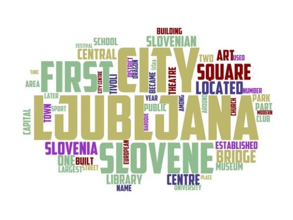 Ljubljana Typography Sticker: Hand-Drawn Wordcloud Magic for Real-Life Creativity