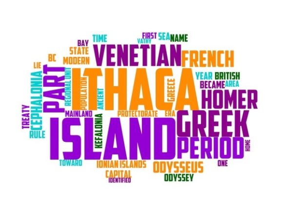 Unlock Creative Potential with the Ithaca Typography Book Cover & Hand-Drawn Word Cloud Design